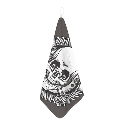 Cross Piston Mechanic Skull Print Hand Towel