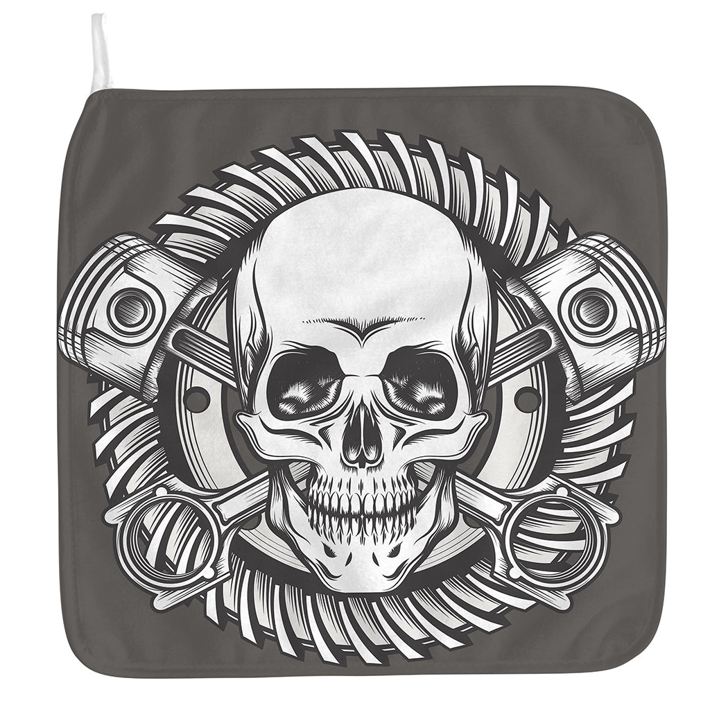 Cross Piston Mechanic Skull Print Hand Towel
