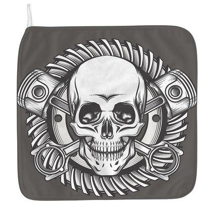 Cross Piston Mechanic Skull Print Hand Towel