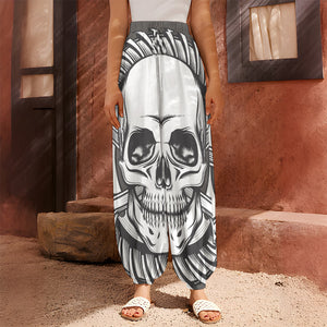 Cross Piston Mechanic Skull Print Harem Pants