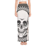 Cross Piston Mechanic Skull Print High Slit Maxi Skirt