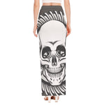 Cross Piston Mechanic Skull Print High Slit Maxi Skirt