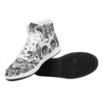 Cross Piston Mechanic Skull Print High Top Leather Sneakers