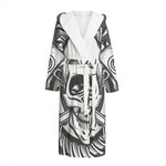 Cross Piston Mechanic Skull Print Hooded Bathrobe