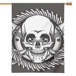 Cross Piston Mechanic Skull Print House Flag