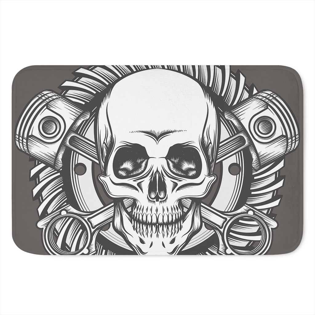 Cross Piston Mechanic Skull Print Indoor Door Mat