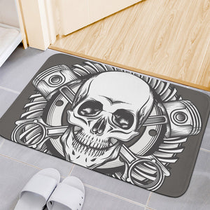 Cross Piston Mechanic Skull Print Indoor Door Mat