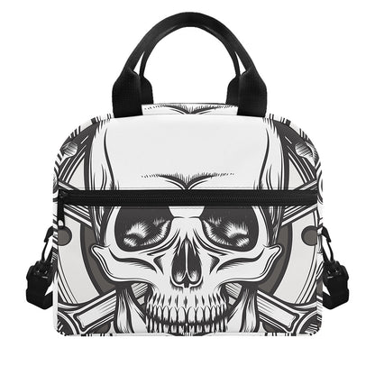 Cross Piston Mechanic Skull Print Insulated Lunch Bag