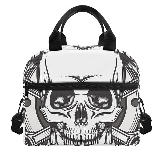 Cross Piston Mechanic Skull Print Insulated Lunch Bag