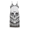 Cross Piston Mechanic Skull Print Jersey Midi Cami Dress