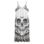 Cross Piston Mechanic Skull Print Jersey Midi Cami Dress