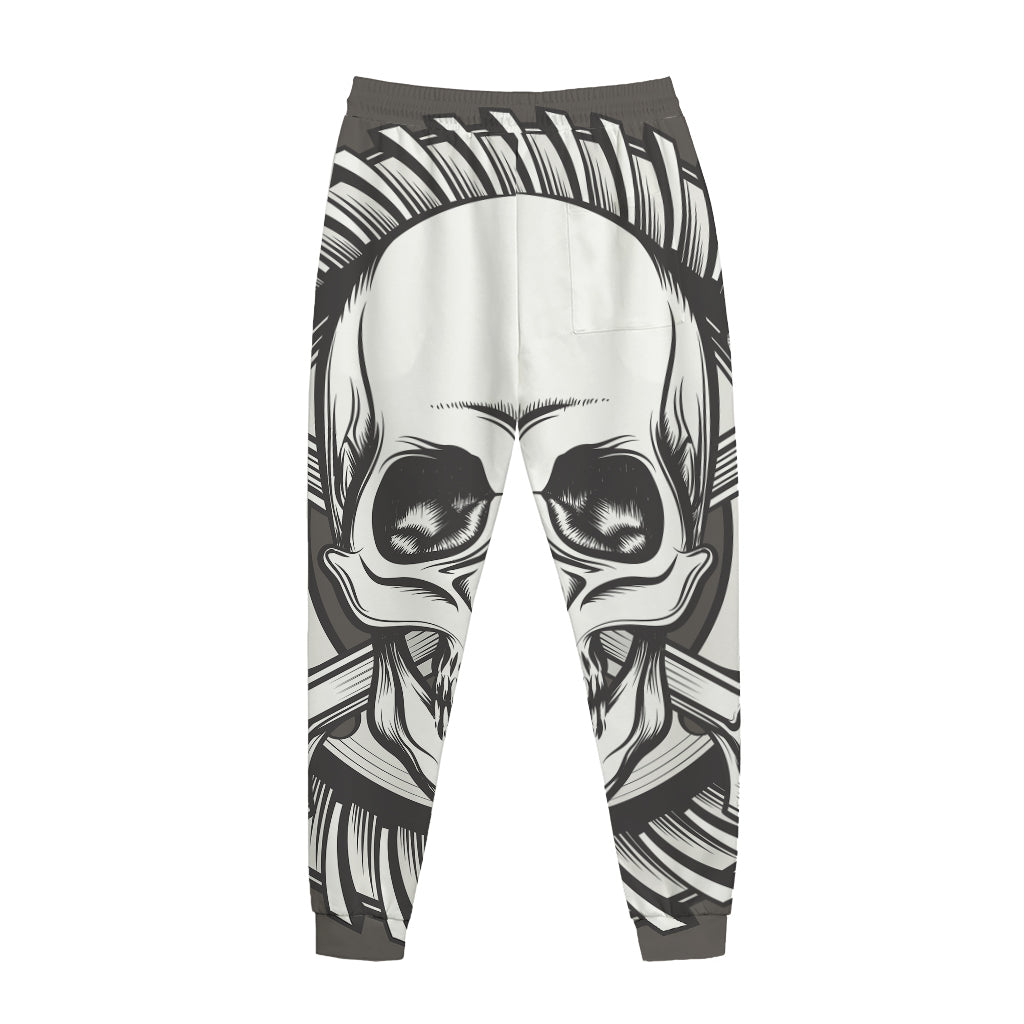 Cross Piston Mechanic Skull Print Jogger Pants