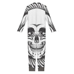 Cross Piston Mechanic Skull Print Jumpsuit