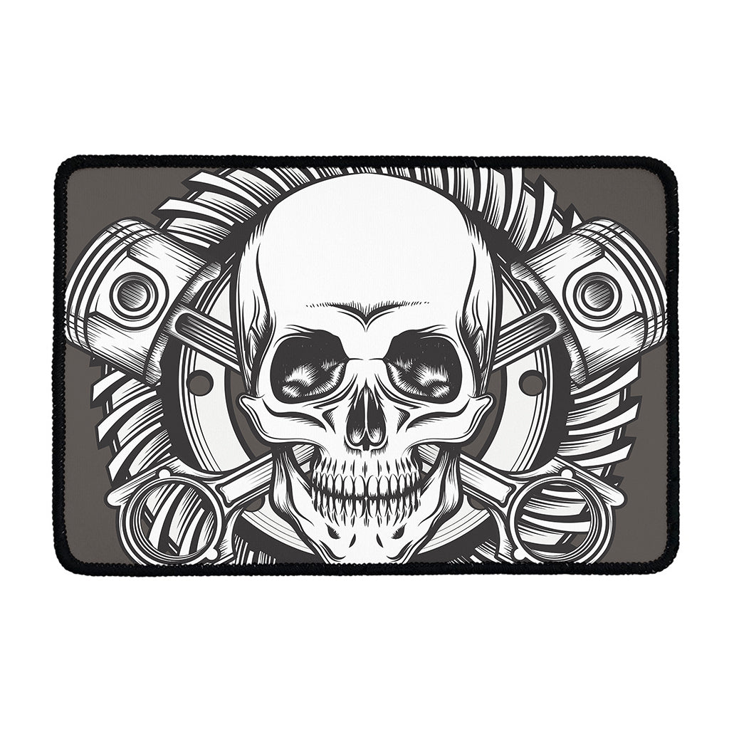 Cross Piston Mechanic Skull Print Kitchen Mat