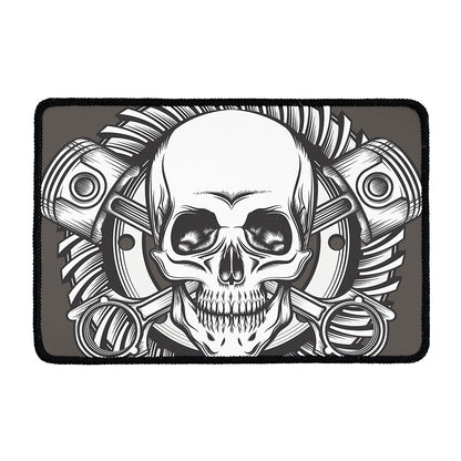 Cross Piston Mechanic Skull Print Kitchen Mat