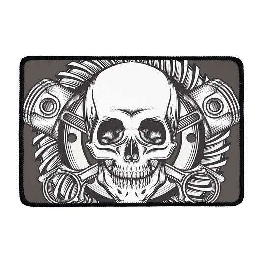 Cross Piston Mechanic Skull Print Kitchen Mat