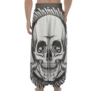 Cross Piston Mechanic Skull Print Lantern Pants