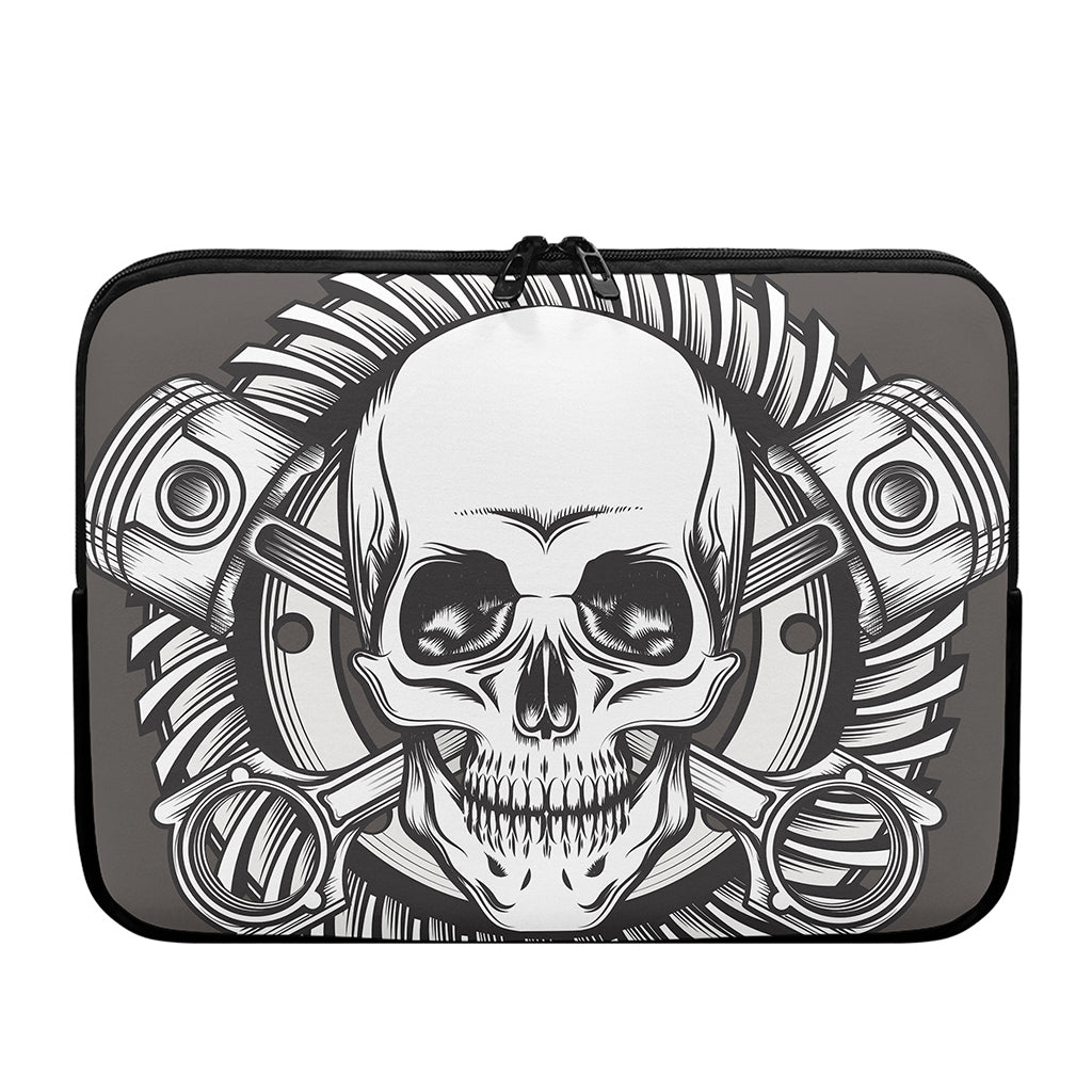 Cross Piston Mechanic Skull Print Laptop Sleeve
