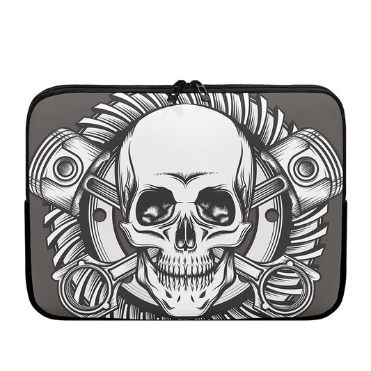 Cross Piston Mechanic Skull Print Laptop Sleeve