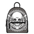 Cross Piston Mechanic Skull Print Leather Backpack