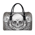 Cross Piston Mechanic Skull Print Leather Duffel Bag