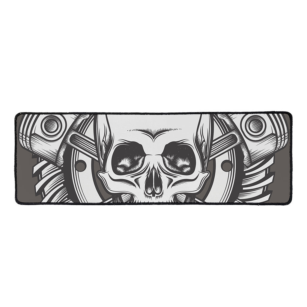 Cross Piston Mechanic Skull Print Long Kitchen Mat