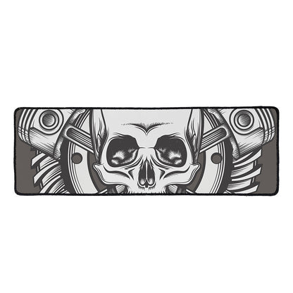 Cross Piston Mechanic Skull Print Long Kitchen Mat