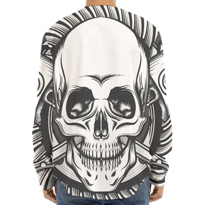 Cross Piston Mechanic Skull Print Long Sleeve Baseball Jersey