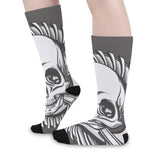 Cross Piston Mechanic Skull Print Long Socks