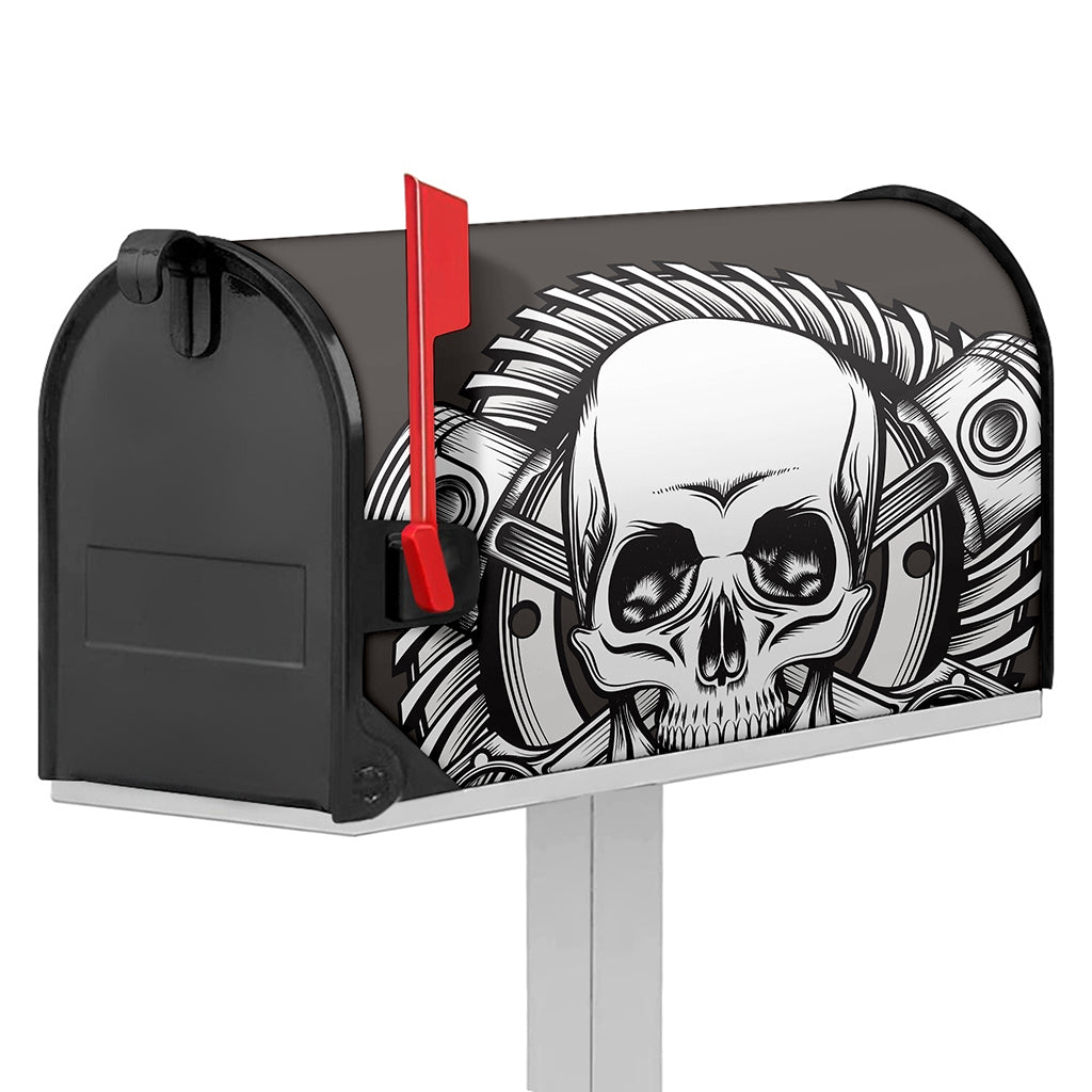 Cross Piston Mechanic Skull Print Mailbox Cover