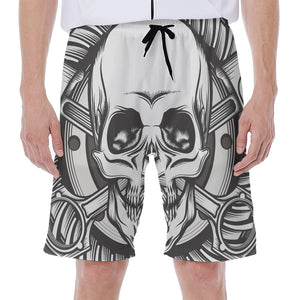 Cross Piston Mechanic Skull Print Men's Beach Shorts