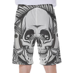 Cross Piston Mechanic Skull Print Men's Beach Shorts