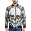 Cross Piston Mechanic Skull Print Men's Bomber Jacket