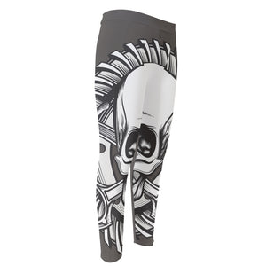 Cross Piston Mechanic Skull Print Men's Compression Pants