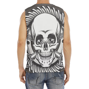 Cross Piston Mechanic Skull Print Men's Fitness Tank Top