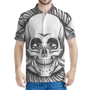 Cross Piston Mechanic Skull Print Men's Polo Shirt