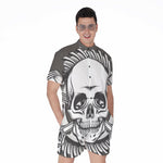 Cross Piston Mechanic Skull Print Men's Rompers