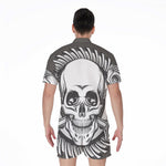 Cross Piston Mechanic Skull Print Men's Rompers