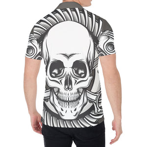 Cross Piston Mechanic Skull Print Men's Shirt