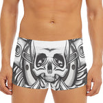 Cross Piston Mechanic Skull Print Men's Short Boxer Briefs