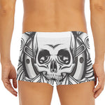 Cross Piston Mechanic Skull Print Men's Short Boxer Briefs