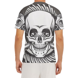 Cross Piston Mechanic Skull Print Men's Short Sleeve Rash Guard