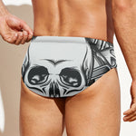 Cross Piston Mechanic Skull Print Men's Swim Briefs