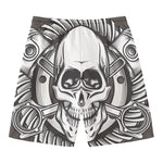 Cross Piston Mechanic Skull Print Men's Swim Trunks