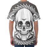 Cross Piston Mechanic Skull Print Men's Velvet T-Shirt