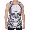 Cross Piston Mechanic Skull Print Men's Velvet Tank Top