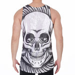 Cross Piston Mechanic Skull Print Men's Velvet Tank Top