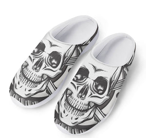 Cross Piston Mechanic Skull Print Mesh Casual Shoes