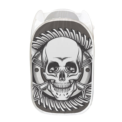 Cross Piston Mechanic Skull Print Mesh Laundry Hamper