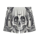 Cross Piston Mechanic Skull Print Mesh Shorts